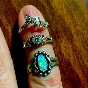 3 dainty sterling silver rings